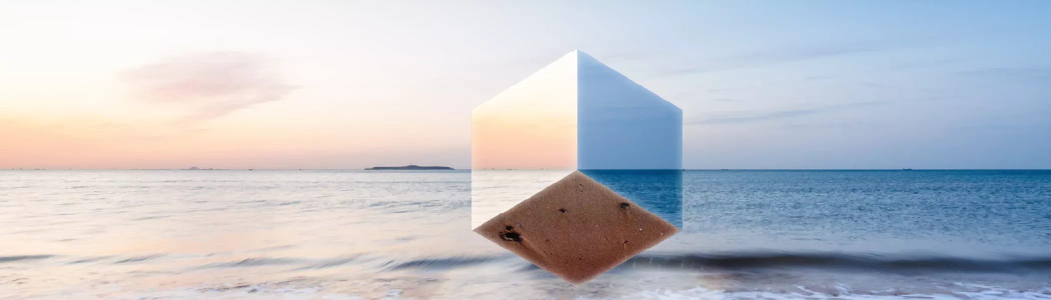 cube on beach header banner
